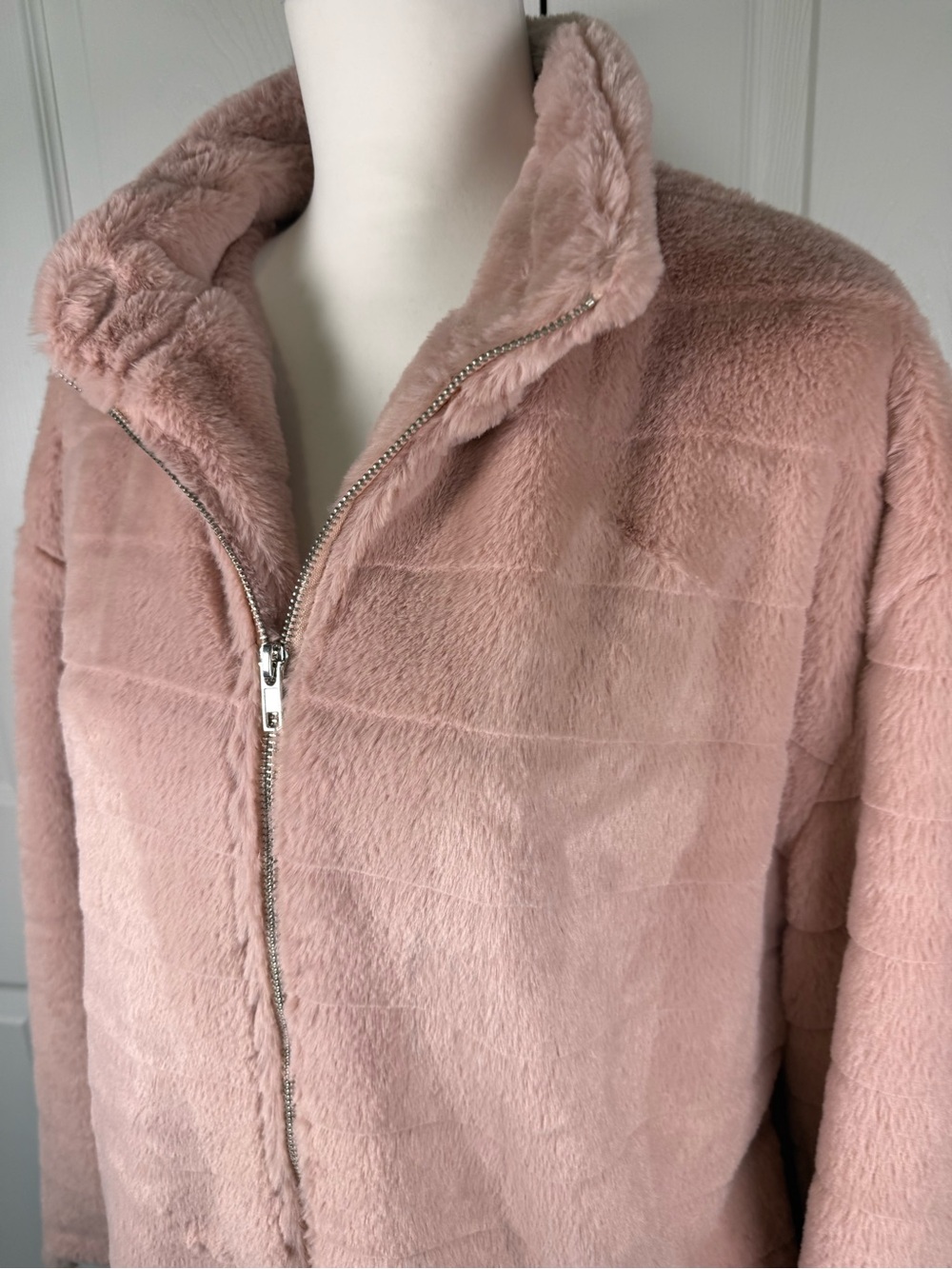 Faux Fink Simply Faux Fur Rabbit Jacket Large Y2K Teddy Bear Plush Zip Up cozy - Picture 3 of 11